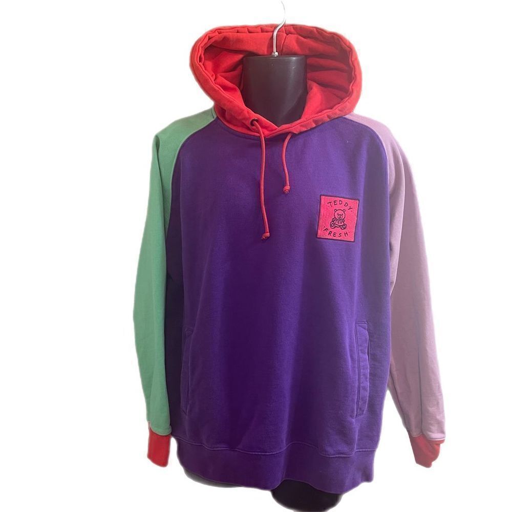 Teddy Fresh Colorblock Sweatshirt Hoodie Size Large